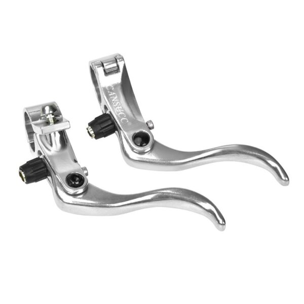 1Pair Aluminum Bike Brake Levers V Brake Lever Mountain Road Brakes Silver 24mm Enhance your biking experience with these high-quality aluminum brake levers. Lightweight, ergonomic design for comfort and quick recovery from crashes. Easy to install on 24mm handlebars. Suitable for various bike types.