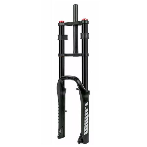 20 Inch Fat Bike Suspension Fork 4.0 Tire Straight Double Shoulder Air Fork Travel 110mm QR 135mm Disc Brake Upgrade your biking experience with this 20-inch fat bike suspension fork by HIMALO. Designed for snow and electric bikes, this fork features adjustable damping, double shoulder construction, and a durable magnesium aluminum alloy build. Easily conquer various terrains with the support of 4.0 fat tires and enjoy a smooth ride with the disc brake system. Get yours today for an unmatched biking adventure!