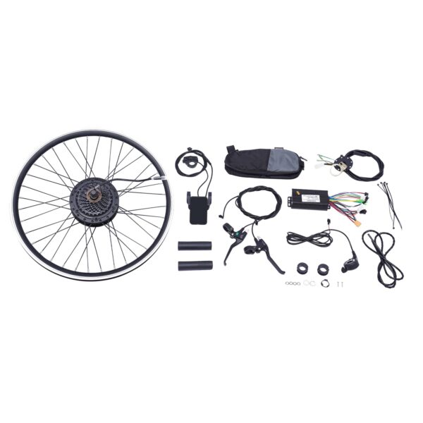 24 Inch Electric Bike Conversion Kit 36V 500W E Bike Rear Wheel Motor Hub Set Dual Mode Controller wLCD Display Waterproof Bag awolsrgiop Convert your bike into an e-bike with this 24' Electric Bike Conversion Kit. Enjoy efficient riding at speeds up to 35km/h, dual-mode controller, 5 adjustable speeds, and a waterproof controller bag for safe and reliable cycling.