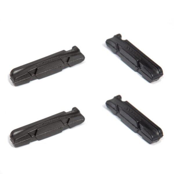 4 x Replacement Brompton Brake Pad Inserts 2 Pairs Fibrax UK Black Rubber One Size Durable X Tread Design Enhance your Brompton bike with 4 x Replacement Brake Pad Inserts by Fibrax, UK. Durable black rubber, X tread design for superior braking performance.