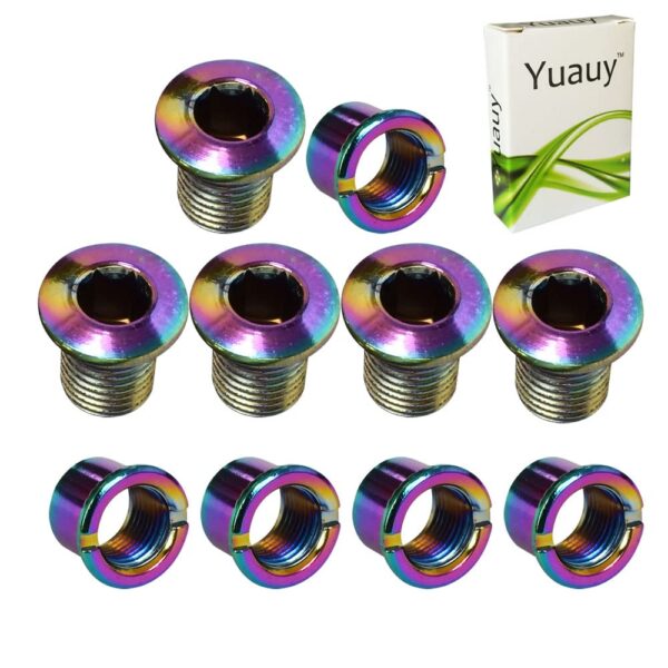 5 pcs Colorful Double Chainring Bolts Screws Road Mountain Bike MTB Yuauy Size Upgrade your bike with these high-quality Double Chainring Bolts Screws. Easy to install, designed for smooth operation on Road and Mountain Bikes.