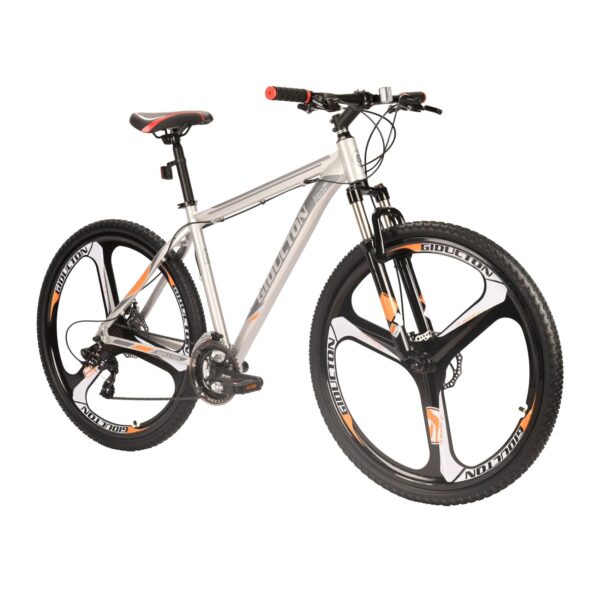 "Experience the EUROBIKE 29'' Mountain Bike with a large 19-inch aluminum frame, ideal for men and women. Enjoy smooth rides with the 21-speed shifting system, double disc brakes, and easy assembly. Perfect for riders 5'5''-6'6''."