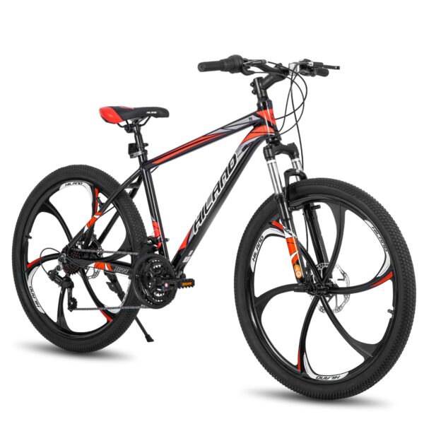 71XPar4yKTL Conquer any terrain with the Hiland H200 Mountain Bike! Ideal for beginners, this bike features a lightweight aluminum frame, Shimano 21-speed drivetrain, and dual disc brakes. Get ready for an adventure!