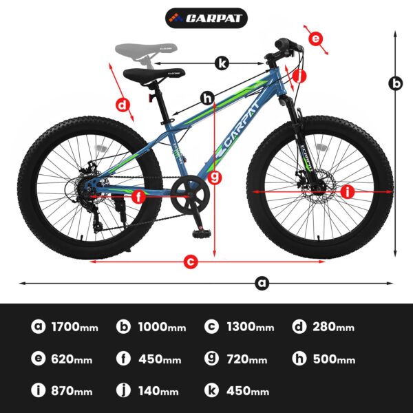 71ZdQnv aKL Conquer any terrain with this 24-inch Fat Tire Mountain Bike. Featuring shock-absorbing forks, 7-speed transmission, and double disc brakes for safety. Enjoy a comfortable and thrilling ride!