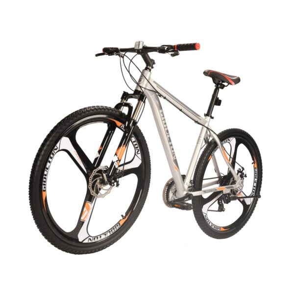 71e0uhjWJVL "Experience the EUROBIKE 29'' Mountain Bike with a large 19-inch aluminum frame, ideal for men and women. Enjoy smooth rides with the 21-speed shifting system, double disc brakes, and easy assembly. Perfect for riders 5'5''-6'6''."