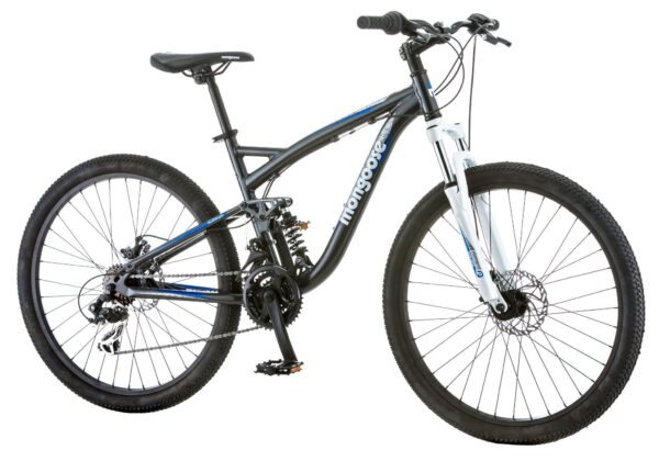 71lpwSo0wNL Experience smooth rides with the 26" Mongoose Men's Detour Mountain Bike. Features an 18" aluminum frame, Element front suspension fork, 21-speed Shimano rear derailleur, and front & rear disc brakes for ultimate control. Perfect for various terrains.