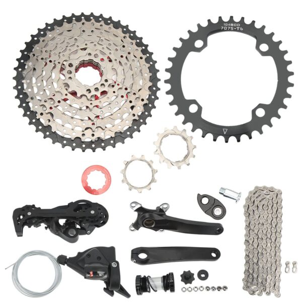 8 Speed Groupset 46T Flywheel Chain Connector for Road Mountain Bikes Alomejor Crankset 32T Upgrade your bike with this professional 8-speed groupset featuring a stable drivetrain, low noise, and sensitive shifting. Made of high-quality materials for durability and performance. Perfect gift for cycling enthusiasts.