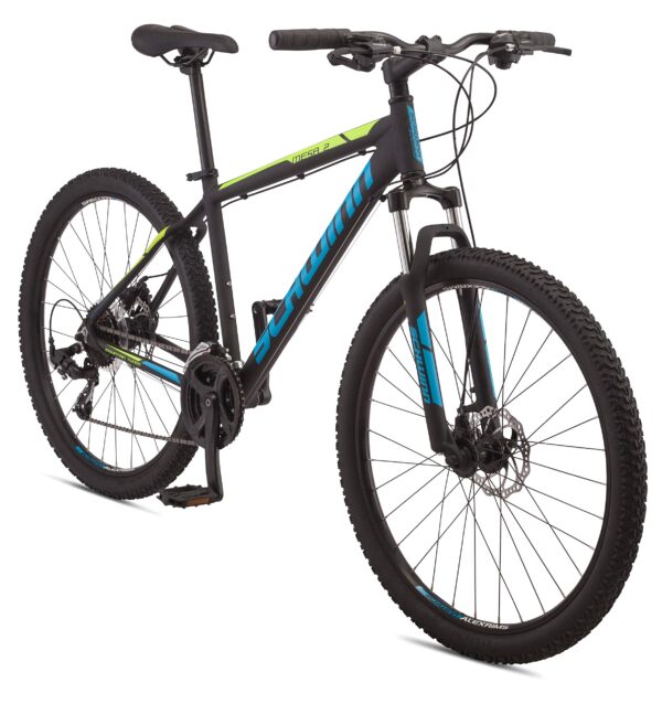 Conquer new trails with the Schwinn Mesa 2 Mountain Bike! Ideal for riders 5’2” to 5’6”, featuring a mountain-tuned aluminum frame, 21-speed drivetrain, and responsive disc brakes.