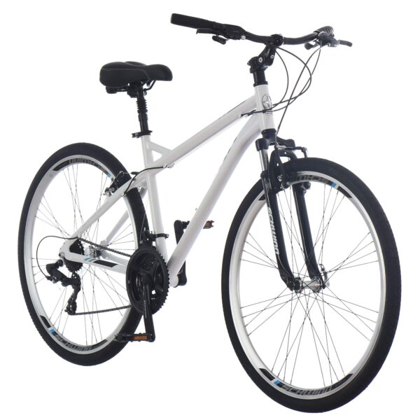 81t8mWV9uPL Experience a smooth ride with the Schwinn Network 3.0 Hybrid Bike. Featuring an 18-inch alloy frame, 21-speed shifters, alloy linear pull brakes, and suspension seat post for ultimate comfort. Ride with confidence and style.