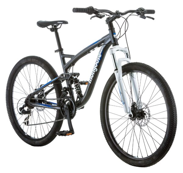 91K8RAnDoGL Experience smooth rides with the 26" Mongoose Men's Detour Mountain Bike. Features an 18" aluminum frame, Element front suspension fork, 21-speed Shimano rear derailleur, and front & rear disc brakes for ultimate control. Perfect for various terrains.