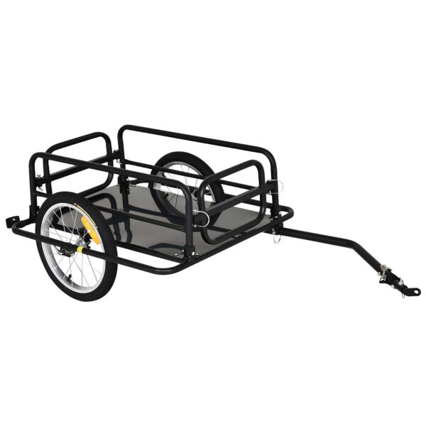 Aosom Wanderer Folding Bicycle Cargo Storage Cart Luggage Trailer Black Foldable Design Heavy Duty Load Bearing Easy Assembly Safe Reflectors Carry groceries with ease using the Aosom Wanderer Folding Bicycle Cargo Storage Cart Luggage Trailer in Black. Sturdy steel frame, 110lb capacity, and easy assembly make errands a breeze.