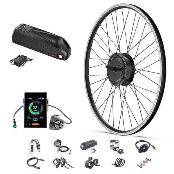 BAFANG 48V 500W Front Hub Motor Electric Bike Conversion Kit for 26inch 700c Wheel Drive Engine with LCD Display and Battery Brand BAFANG Size 700C Easily convert your pedal bike into a motorized bike with the BAFANG 48V 500W Front Hub Motor Electric Bike Conversion Kit. Enjoy three riding models, stable drive system, super cost-efficiency, and complete accessories for a seamless biking experience.