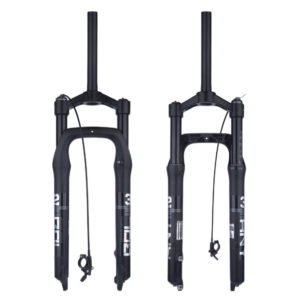 BOLANY Snow Bike Front Fork 26 Aluminum Alloy Air Gas Fat Fork for 4.0 Tire Enhance your outdoor cycling experience with the BOLANY Snow Bike Front Fork. Made of high-quality aluminum alloy, it offers stable control for your bike. Adjust air pressure for optimal comfort. Enjoy shockproof durability and ergonomic design for long-distance cycling.