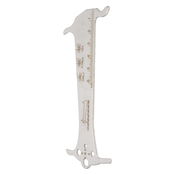 Bike Chain Measuring Ruler Stainless Steel 3 in 1 Tool for Mountain Road Bike Check your bike's chain wear easily with this stainless steel ruler. Features chain hook design for maintenance, sandblasting laser engraving for precision, and screw measurement function. A must-have for bike enthusiasts!