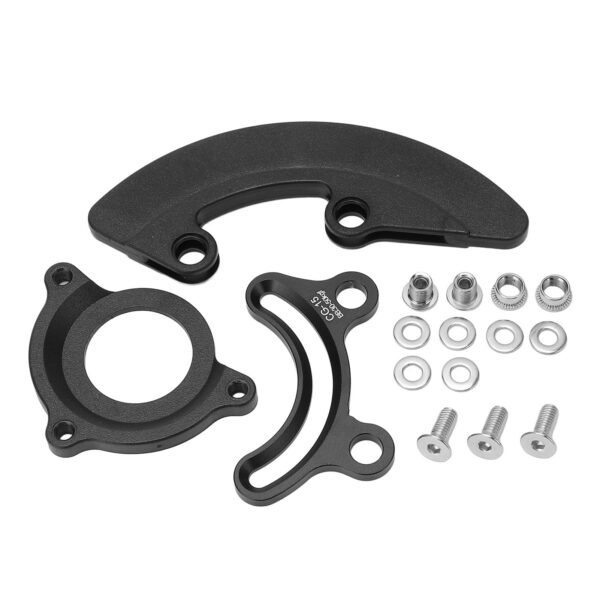 Bike Chain Mounting Set CG15 Aluminum Alloy Single Disc Sprocket Chain Guard for Mountain Bike VBESTLIFE Practical Accessories Stable and Lightweight Block Collisions Size Upgrade your bike with this practical bike chain mounting set from VBESTLIFE. Made of AL7075 aluminum alloy, it ensures security, lightweight performance, and collision protection. Includes chain, adapter, fixed plate, screws, and gaskets.