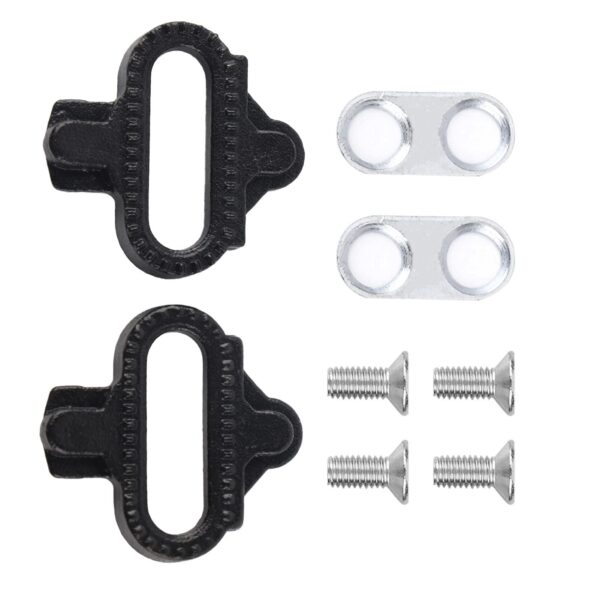 Bike Cleat Set Pedals Cleats Set Shoes with Spacers Bolt for SPD Pedals VGEBY Size High strength and anti-rust bike cleats made of quality steel. Compatible with SPD series and Wellgo M094 823 WM001 M19 W01 C099 M17C. Easy installation, efficient pedaling, and comfortable riding. Satisfaction guaranteed.