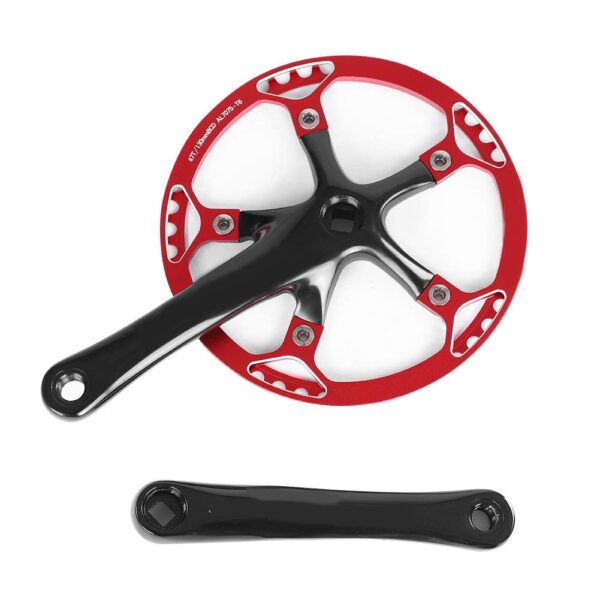 Bike Crankset Set 45T 47T Single Speed Crank set for Folding Bikes Mountain Road Bike Dilwe Black Red Upgrade your cycling experience with this premium aluminum alloy bike crank set. Fits all speed road bikes, 170mm arm length, and 5 bolts fixing for efficient rides.