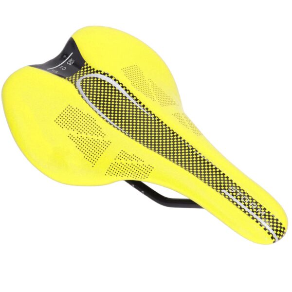 Bike SaddleMicrofiber Leather Ultralight Seat Cushion Comfortable Accessory for Road Mountain Bike Yellow Dilwe Size Upgrade your biking experience with this Dilwe bike saddle in yellow. Made of microfiber leather, this comfortable seat is perfect for road and mountain bikes. Ergonomically designed with a breathable hollow center, it provides comfort without compromising power. Easy to install, suitable for various bike models.