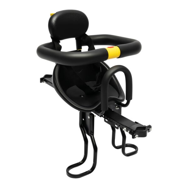 Black Kids Bicycle Chair Carrier Front Mount Safety Bike Child Seat Attachment DOONARCES Front-loading design for easy child monitoring. Comfortable padded seat, backrest, footrest. High-quality steel and plastic materials. Easy to assemble. Suitable for 8 months-6 years old.