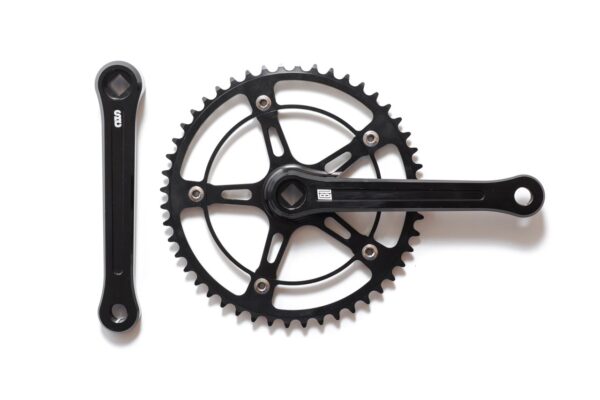 Black Label Series Track Crank 144 BCD by State Bicycle Co. Street Track Ready Experience the beauty of the Black Label Series Track Crank by State Bicycle Co. CNC'd alloy with a versatile 48T chainring. Perfect for street or track use.