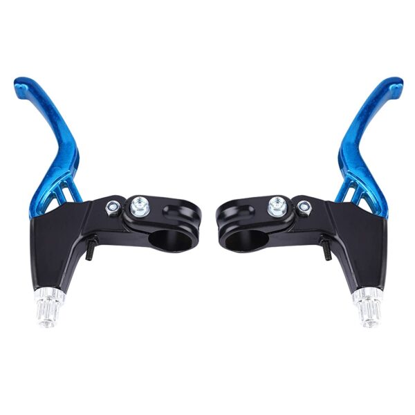 Brake Levers Aluminium Alloy Cycling Brake Level Handles for Road Bike Mountain Bike Blue by Alomejor Upgrade your cycling experience with these lightweight brake levers made of durable aluminium alloy. Choose from four vibrant colors and enjoy quick recovery after a crash. Ideal for mountain bikes and folding bicycles.