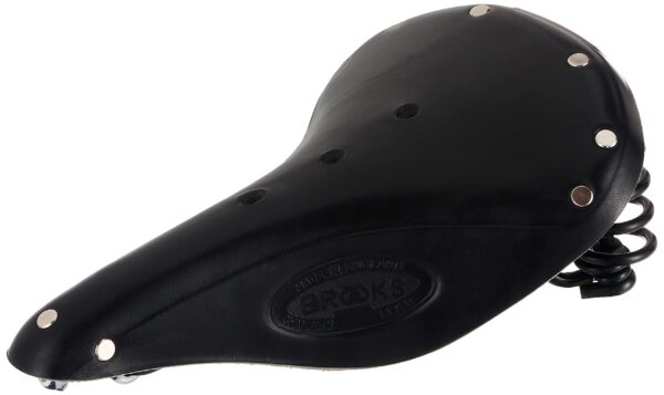 Brooks Saddles Flyer Bicycle Saddle Mens Handmade in England Classic Sprung Black Steel Double Rear Spring Vegetable Tanned Leather Experience ultimate comfort with the Brooks Saddles Flyer Bicycle Saddle. Handmade in England using traditional techniques, this saddle features classic springs for trekking and touring. Crafted with black steel, double rear springs, and vegetable-tanned leather, it offers both style and durability.