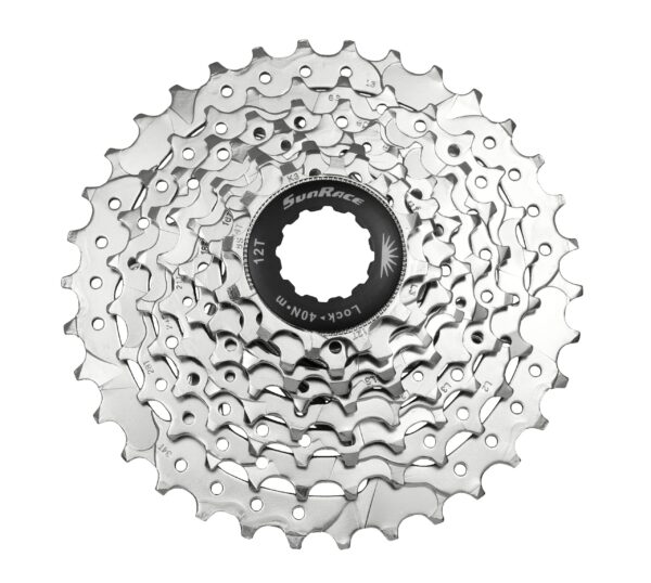 CSM63 7 Speed Nickel Plated Cassette SunRace 11 28T Lightweight Upgrade your bike with the SunRace CSM63 7-Speed Nickel Plated Cassette in 11-28T size. Weighing only 248 grams, this cassette offers a smooth gear combination of 11-13-15-18-21-24-28. The nickel plated finish, black composite spacers, and steel lockring ensure durability and performance. Compatible with 7.1-7.3mm chains, this cassette is a reliable choice for both everyday commuting and competitive racing.