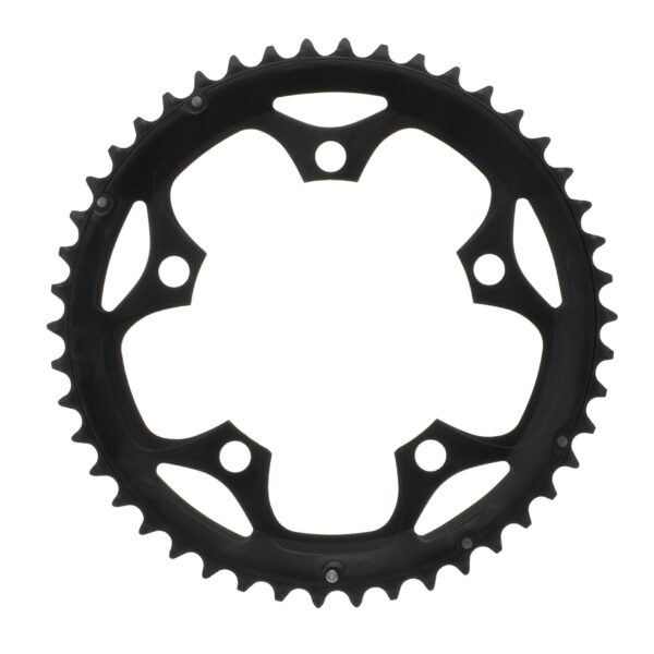 Chainring 46T Sora FC 3550 110mm BCD Black SHIMANO Brand New Enhance your cycling performance with the Shimano Sora 3500/3550 9-Speed Chainring. This black 46T chainring is crafted from high-quality aluminum, ensuring durability and smooth drivetrain operation. Upgrade your bike with this outer chainring, compatible with 9-speed systems. Brand new, never used, and in the manufacturer's retail packaging, this chainring comes with a full factory warranty. Buy now and experience enhanced cycling efficiency with Shimano quality.