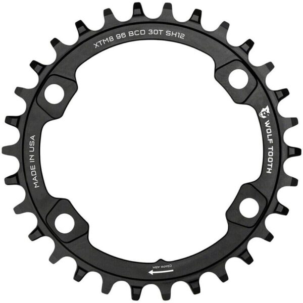 Chainrings for Shimano 12 Speed Drivetrains 34t XT M8000 Wolf Tooth 96 BCD Non boost Made in USA Upgrade to Wolf Tooth Chainrings for Shimano 12-Speed Drivetrains. Specifically designed for Shimano XT M8000, offering optimal chain retention and durability.