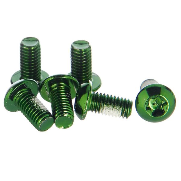 Clarks Anodized Green Disc Bolts Pack of 6 CRB 6 Heat Treated Steel Enhance your bike's look with Clarks Anodized Green Disc Bolts. This pack of 6 heat-treated steel bolts adds style and durability to your braking system.