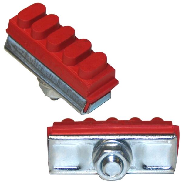 Classic Brake PAD 5 DOTS RED Block Shoe Screw Set for LEROICA Cycle Bike Size 35mm Enhance your cycling experience with this set of 2 classic brake pads featuring a '5 dots' design. Made of durable rubber and steel, these pads ensure reliable braking performance for your vintage bike rides.