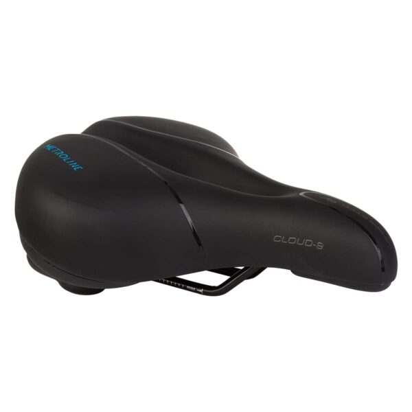 Cloud 9 Metroline Airflow Saddle Brand Size ULTIMATE COMFORT INTEGRATED REAR HANDLE ANTI FATIGUE COMFORT CUT OUT TRUSTED CLOUD 9 BRAND Experience ultimate comfort with the Cloud-9 Metroline Airflow Saddle. Ergonomic memory foam design conforms to your body, while the integrated rear handle makes bike handling a breeze. Say goodbye to discomfort with anti-fatigue steel rails that absorb road vibrations. The comfort cutout provides relief to your nerves, ensuring a pain-free ride. Trust in the Cloud-9 brand for quality and durability.