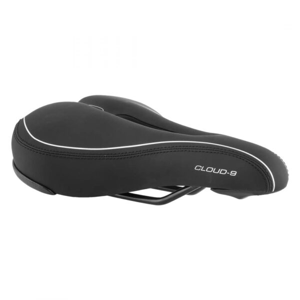 Cloud 9 Sport Airflow Ladies Saddle Ultimate Comfort Durable Anti Fatigue Comfort Cut Out 10.5 x 7.25 Enhance your biking experience with the Cloud-9 Sport Airflow Ladies' Saddle. Enjoy ultimate comfort with multi-stage memory foam, durability with rigorous tested covering, anti-fatigue steel rails, and comfort cut out design. Trust the Cloud-9 brand for quality and lasting performance.