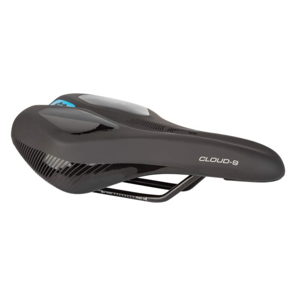 Cloud 9 Ultimate Comfort Memory Foam Saddle 270mm x 192mm Waterproof Durable Anti Fatigue Anatomic Channel Experience ultimate comfort with Cloud-9 Kush Plus Comfort Saddle. Ergonomic design with memory foam, waterproof covering for all-weather rides, steel rails to absorb vibrations, and anatomic relief channel for long-term comfort.