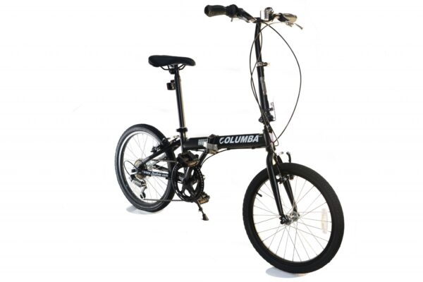 Columba 20 Compact Folding Bike 6 Speed PR20S1 Columba 20 Wheels 6 Speed Shimano Folding Frame V Brake Fashionable folding bike with 20' wheels, 6 speed Shimano. Available in Gold, Silver, or Black color. Unique prismatic top tube design. Great for short distance travel.