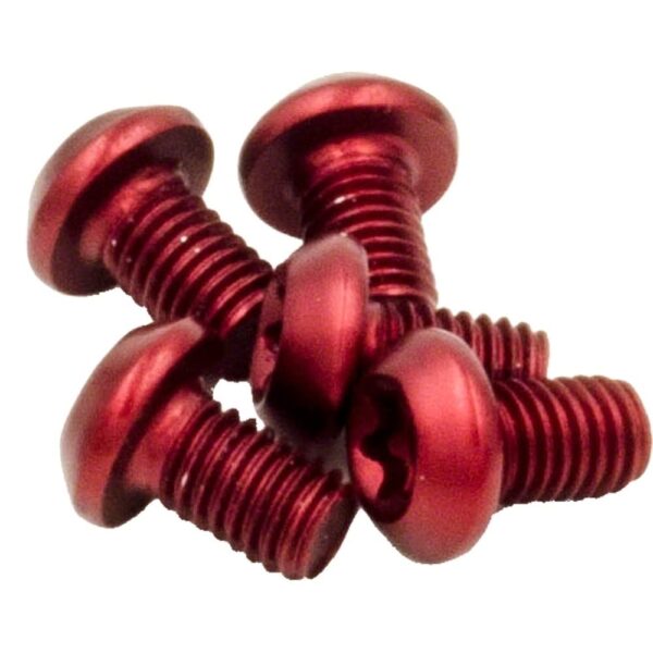 Components Camo Bolt Kit Red One Size Wolf Tooth M5 x 8mm Bolts Enhance your bike setup with the Components Camo Bolt Kit in vibrant red by Wolf Tooth. This kit includes 5 durable Torx head M5 x 8mm bolts with a blue Nylok patch for secure installation. Ensure proper torque of 4-5 Nm and use blue Loctite threadlock for a reliable fit. Compatible with 12-speed drivetrains, these colored bolts are perfect replacements for the CAMO chainring and spider setup.