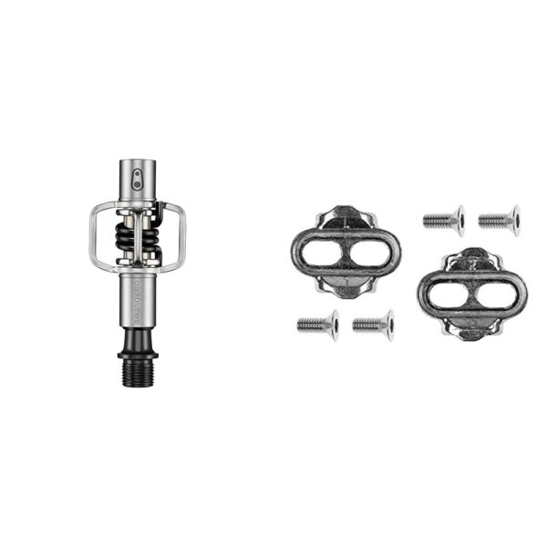 Crankbrothers MTB Pedals Eggbeater 1 Black 290g Pedal Cleat Silver Pairing the lightweight Crankbrothers Eggbeater 1 pedals with zero-float silver cleats for enhanced stability. Mud-shedding design, customizable float, and durability for optimized performance.