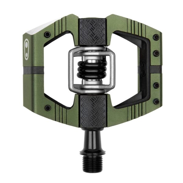 Crankbrothers Mallet E Mountain Bike Pedals Dark Green Camo Collection MTB Enduro optimized platform The Crankbrothers Mallet E Mountain Bike Pedals in Dark Green Camo Collection are designed for enduro riding and racing. With a concave platform, adjustable pins for grip, integrated traction pad technology, and customizable float & release angle, these pedals offer superior performance on the trails.