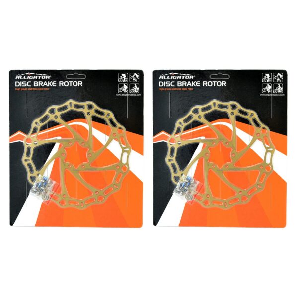 Crown MTB Road Bike Disc Brake Rotor 180mm Ti Gold 2PCS Black Ops Upgrade your bike with the Crown MTB Road Bike Disc Brake Rotor. Made of SUS 410 Stainless steel and coated with titanium for durability. Size: 180mm, Weight: Approx. 108g. Sold in a set of 2.