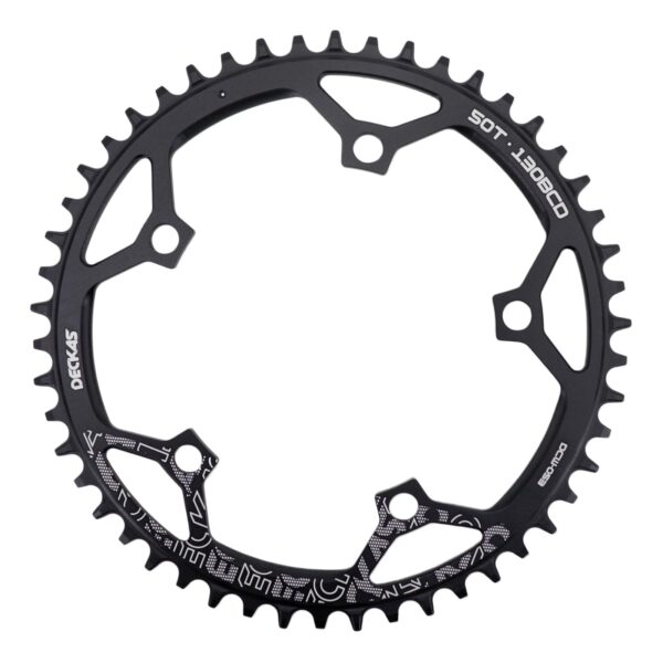 DJC Bike Chainring 130BCD 40T to 58T Round Chainwheel Narrow Wide Tooth Lightweight for 7 8 9 10 11 12 Speed Road Bike Folding Bike Upgrade your road bike with the DJC Bike Chainring! Lightweight and strong design with an upgraded narrow-wide tooth shape to prevent chain drop. Enjoy the safety of the anti-drop chain design and the stability of the hollow structure. Includes a 1-year warranty for your peace of mind.