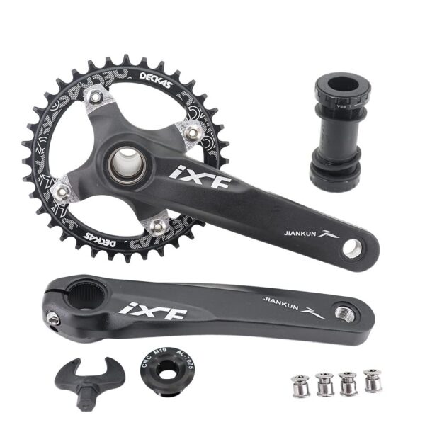 DJC Bike Crankset 104BCD Chainring BSA Bottom Bracket Spindle MTB 1x 2X 3X Speed Mountain Black Red Oilslick 170mm 175mm Enhance your MTB performance with the DJC Bike Crankset featuring 104BCD, multi-speed support, aluminum construction, and a complete package for all your biking needs.