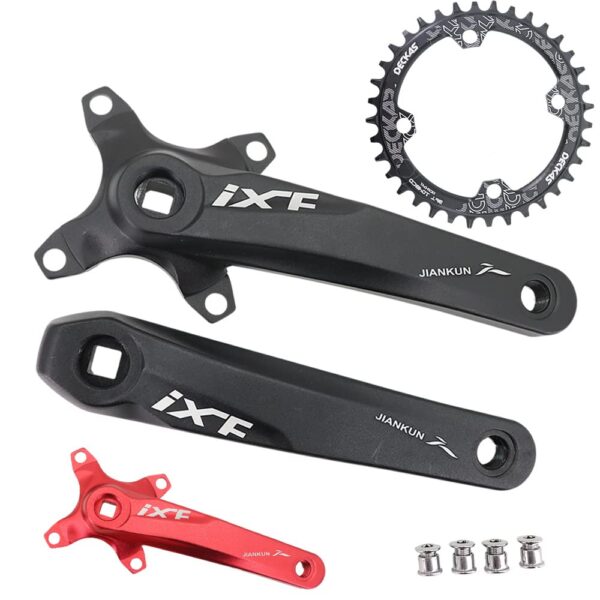 DJC MTB Crankset Square Tapered Hole 104BCD Chainring 32 34 36 38T 170mm 175mm Aluminum Black Red Upgrade your MTB ride with the DJC MTB Crankset featuring 104BCD and Square Tapered Hole for versatility. Available in 32T with multi-speed support. Crafted from forged Aluminum with CNC processing for lightweight performance. Choose between 170mm and 175mm lengths. Package includes a pair of cranksets, 104BCD chainring, and steel bolts.