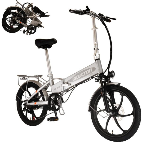 EUROBIKE 20 Folding Electric Bike 550W Motor 48V 10.4Ah Battery 7 Speed Gears Adults Explore the outdoors with EUROBIKE's Folding Electric Bike featuring a powerful 550W motor, 48V 10.4Ah battery, and 7-speed gears. Perfect for adventurous adults.