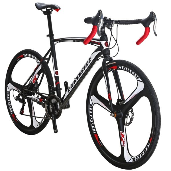 EUROBIKE Bikes EURXC550 21 Speed Road Bike 700C Wheels Dual Disc Brake Carbon Steel Frame 54 Size The Eurobike 700c road bike is a top choice for serious riders seeking quality and advanced features. Built with a carbon steel frame, 21-speed drivetrain, and dual disc brakes for powerful stops.