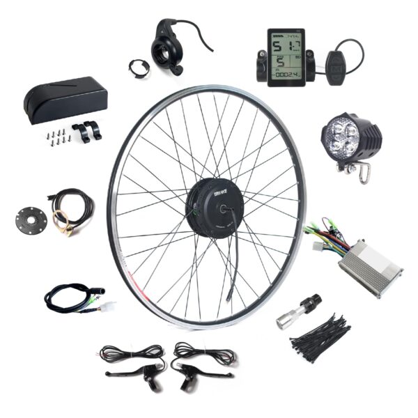 Electric Bicycle Conversion Kit 36V 48V 250W 350W 500W 20 29inch 700C EBike Brushless Hub Motor Bike Front Rear Wheel by Generic 16 Size Upgrade your bicycle with the versatile Electric Bicycle Conversion Kit. Includes controller, battery, light, LCD display, throttle, and more. Max speeds of 30km/h (36v) and 40km/h (48v).