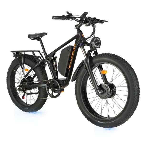 Electric Bike NEXUSRIDER 2000W Dual Motor 35 MPH 48V 22.4Ah 26 Fat Tire Ebike 7 Speed AWD Hydraulic Brakes Full Suspension Discover the NEXUSRIDER 2000W Electric Bike! With powerful dual motors, large lithium battery, 4 riding modes, and full suspension for a comfortable ride. Get yours now!