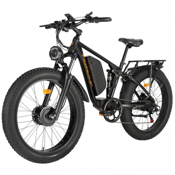 Electric Bike NexusRider Trailblazer 2000W Dual Motor 35 MPH 48V 22.4Ah AWD Ebike 26 Fat Tire MTB Hydraulic Disc Brake 7 Speed Experience high-speed adventure with the NexusRider Trailblazer Electric Bike. Dual motors, 7-speed gear, and 5 riding modes offer versatility for any terrain. The waterproof 48V 22.4Ah battery ensures long rides in all conditions.