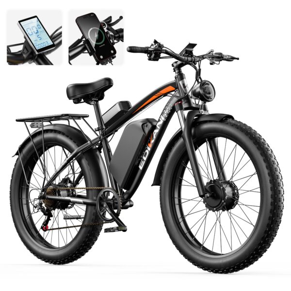 Electric Bike for Adults 2000W Dual Motor E Bikes for Men 23AH 1104WH 35MPH Fastest Ebike 26x4 Fat Tire Electric Bicycle Experience the thrill of the fastest ebike with the 2000W Dual Motor Electric Bike for Adults. Conquer any terrain with powerful dual motors, 1104WH Lithium Battery for up to 90 miles range, Dual Hydraulic Disc Brakes for safety, and 6 versatile riding modes. Explore more with this high-performance electric bicycle.