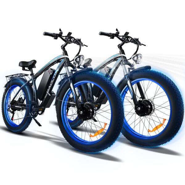 Electric Bikes for Adults 2000W 48V 20Ah Removable Batteries Shi Mano 21 Speed 80Miles 35MPH Ebike Blue Discover the ultimate adventure with our Electric Bikes for Adults. Featuring 2000W power, 48V 20Ah removable batteries, Shi-Mano 21-speed gear, and a top speed of 35MPH, these Ebikes offer both power and performance. The lockable fork suspension and hydraulic disc brakes ensure a smooth and safe ride. Get yours in a stylish blue design today!