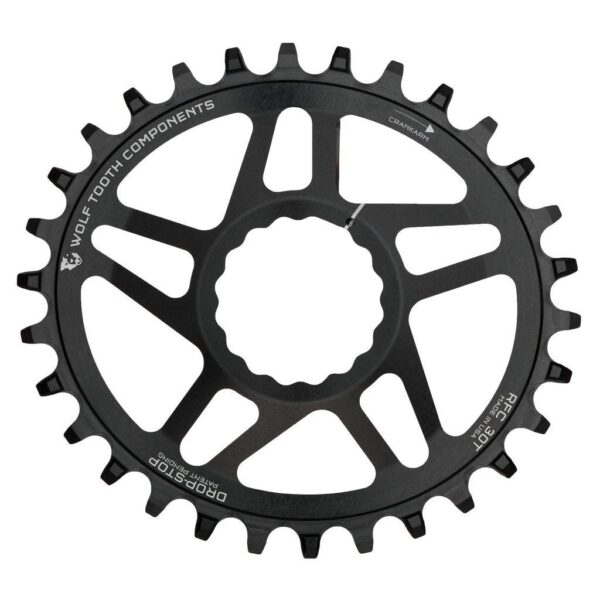 Elliptical Mountain Bike Direct Mount Oval Chainring for Race Face Cranks 30 Tooth Boost PowerTrac MTB by Wolf Tooth Upgrade your mountain bike with the Wolf Tooth Elliptical Chainring. Designed for Race Face Cinch cranks, this 30-tooth chainring features a Boost offset for optimized performance. Made from 7075-T6 aluminum, it's compatible with various chain types, ensuring a smooth ride every time.